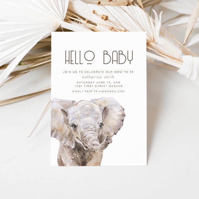 Invitación a Baby Shower sobre el tema del elefant (Subido por el creador)