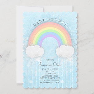 Invitación a Baby Shower Sparkle Pastel Rainbow