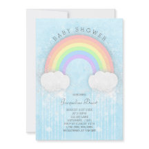 Invitación a Baby Shower Sparkle Pastel Rainbow