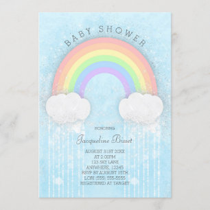 Invitación a Baby Shower Sparkle Pastel Rainbow