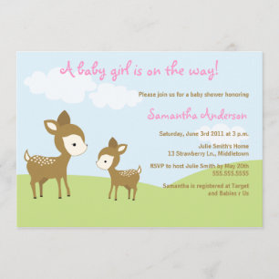Invitación a Baby Shower Spring Deer and Fawn - Ch