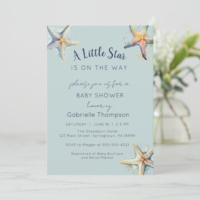 Invitación a Baby Shower STARFISH (Anverso de pie)