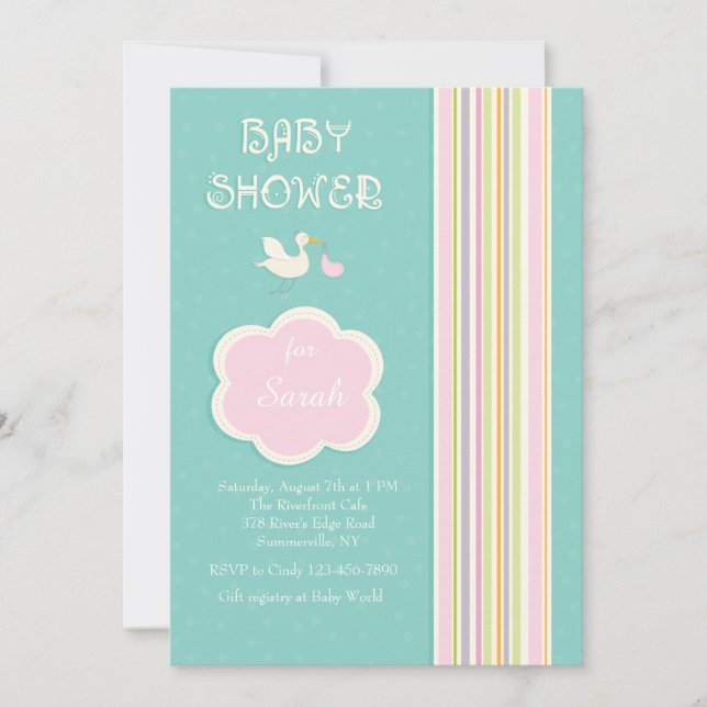 Invitación a Baby Shower Stripes (Anverso)