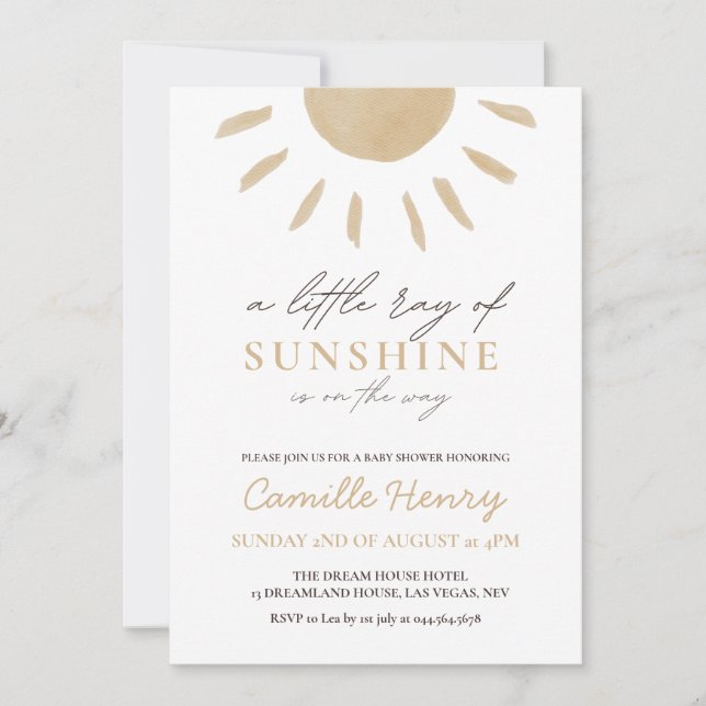 Invitación a Baby Shower Sunshine LEO (Anverso)