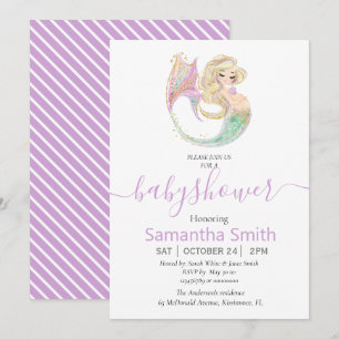 Invitación a Baby Shower SWEET Happy MERMAID