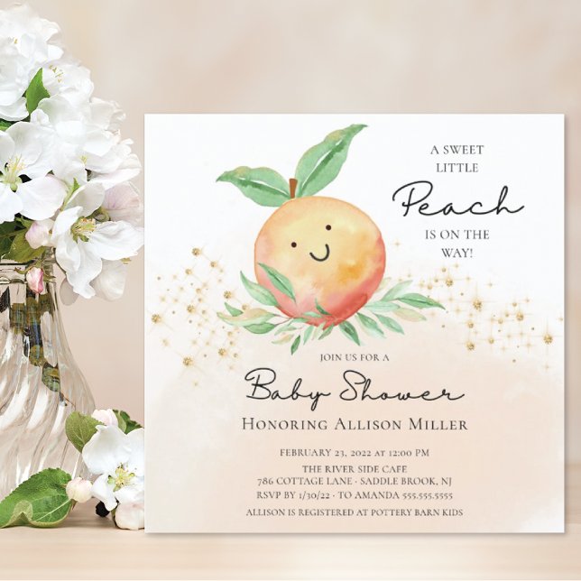 Invitación a Baby Shower Sweet Little Peach (Subido por el creador)