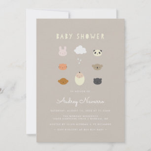 Invitación a Baby Shower Taupe de Animal Friends