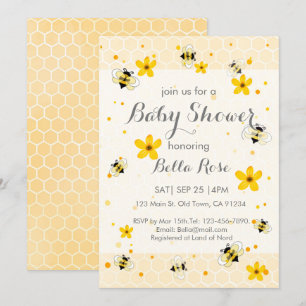 Invitación a Baby Shower temática de Cute Bee
