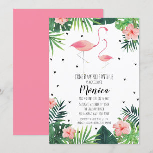 Invitación a Baby Shower temática de Flamingo