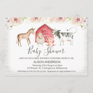 Invitación a Baby Shower temática de una granja rú