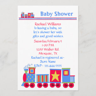 Invitación a Baby Shower Toy Train