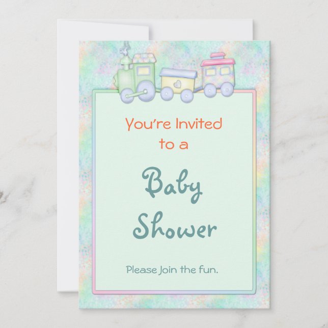 Invitación a Baby Shower Toy Train (Anverso)