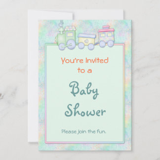 Invitación a Baby Shower Toy Train