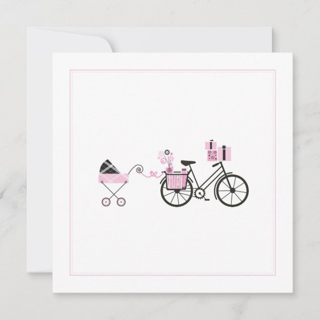 Invitación a Baby Shower - Transporte para bicicle (Anverso)