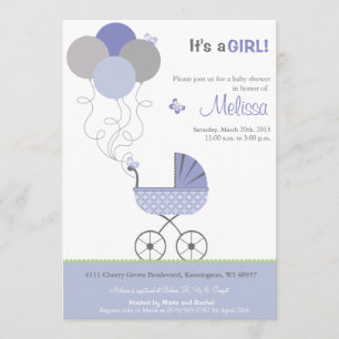 Invitación a Baby Shower - Trazador y globos