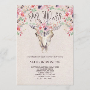 Invitación a Baby Shower tribal Boho y floral