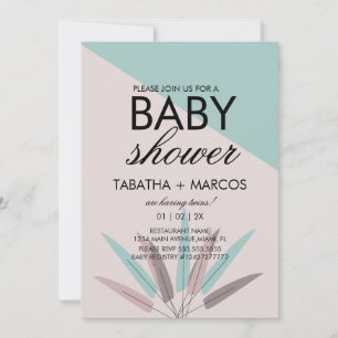 Invitación a Baby Shower tribal de hoja BOHEMIAN