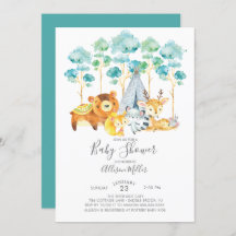 Invitación a Baby Shower Tribal Woodland