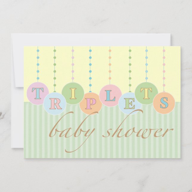 Invitación a Baby Shower TRIPLETS (Anverso)