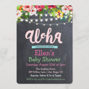 Invitación a Baby Shower Tropical Aloha Luau