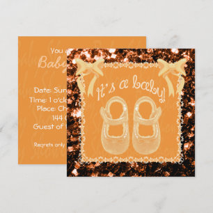 Invitación a baby shower unisex de color naranja b