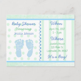 Invitación a Baby Shower verde de Baby Boy Blue Sa