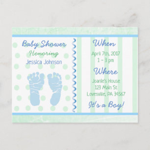 Invitación a Baby Shower verde de Baby Boy Blue Sa