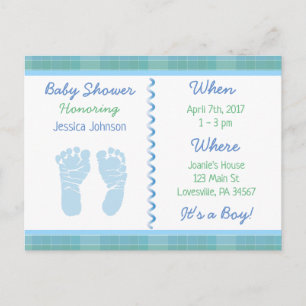 Invitación a Baby Shower verde de Baby Boy Blue Sa