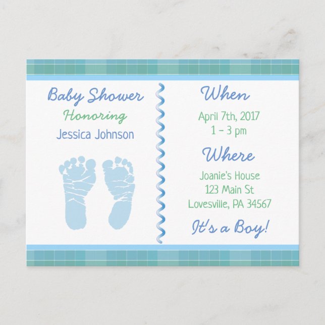 Invitación a Baby Shower verde de Baby Boy Blue Sa (Anverso)