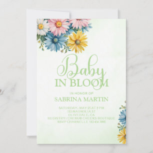 Invitación a Baby Shower verde de Baby In Bloom