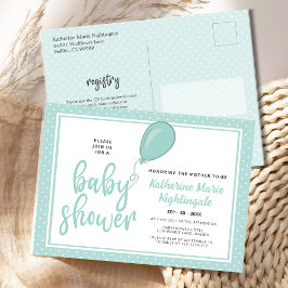 Invitación a Baby Shower verde del Pastel Neutral 