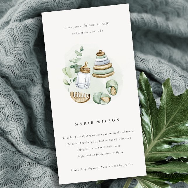Invitación a Baby Shower verde esencial de guarder (Subido por el creador)