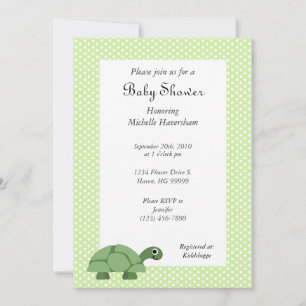 Invitación a Baby Shower verde tortuga