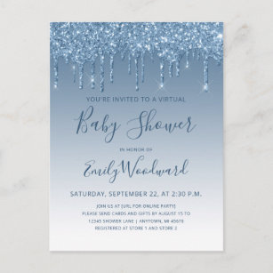 Invitación a Baby Shower virtual con goteo de Purp