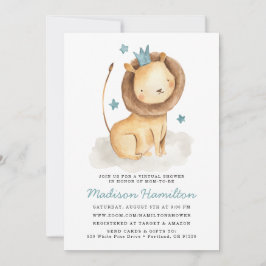 Invitación a Baby Shower virtual de león suave