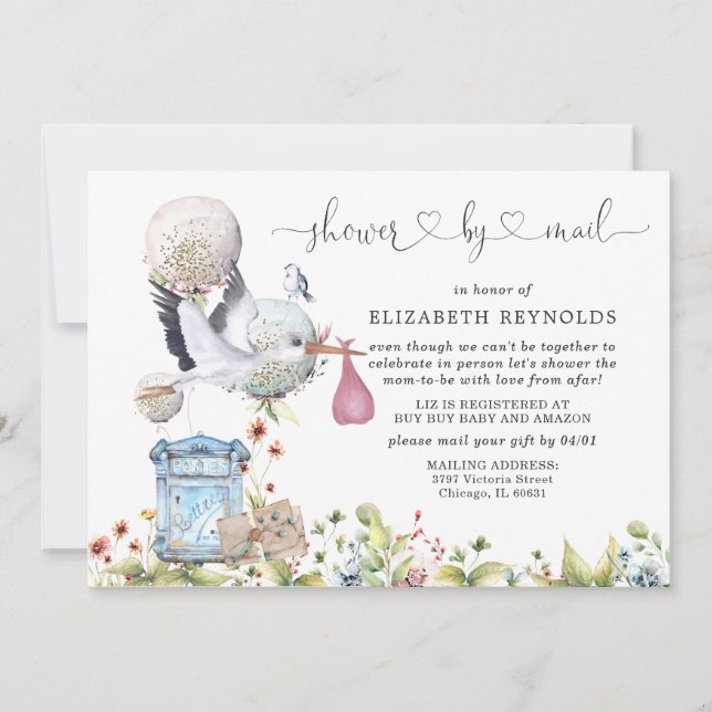 Invitación a Baby Shower virtual por correo (Anverso)