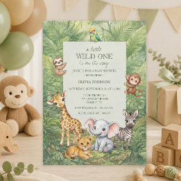 Invitación a Baby Shower Wild One Jungla Tropical