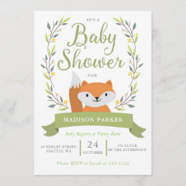 Invitación a Baby Shower Woodland Fox