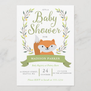 Invitación a Baby Shower Woodland Fox