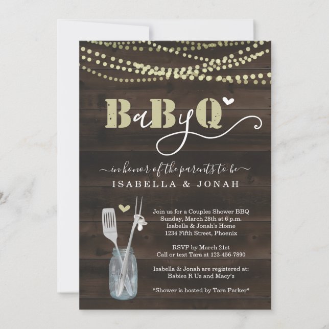 Invitación a BabyQ - Parejas Bebé Q Barbeque (Anverso)