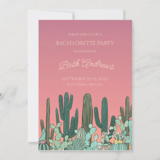 Invitación a Bachelorette de Desert Sunset Cactus