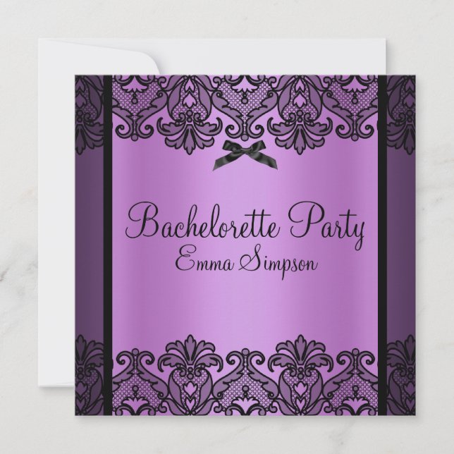 Invitación a Bachelorette de Lace de Damasco Morad (Anverso)