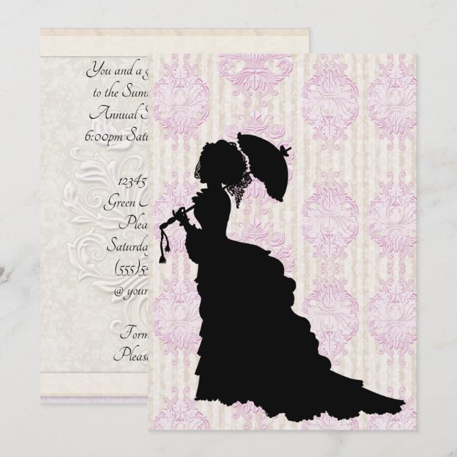 Invitación a Ball victoriana de Silhouette Debutan (Anverso / Reverso)