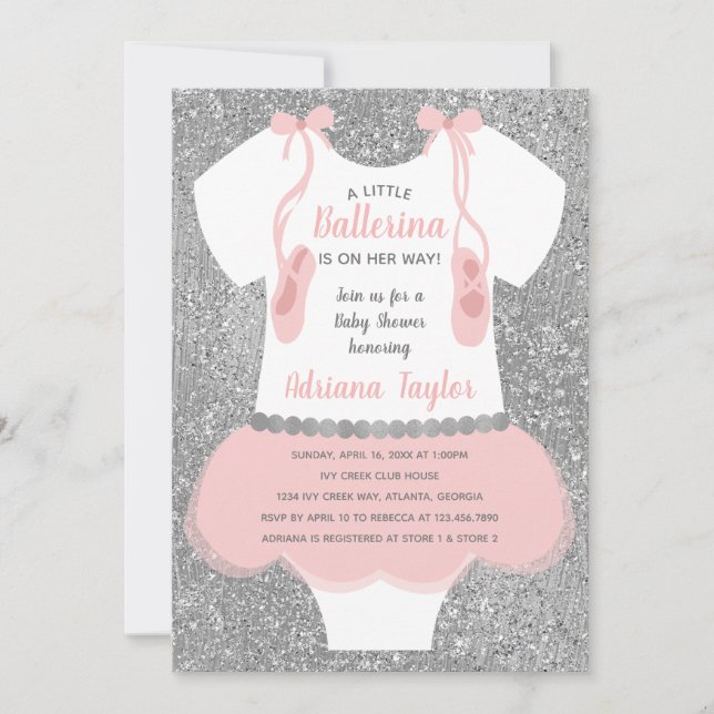 Invitación a Ballerina Baby Shower (Anverso)