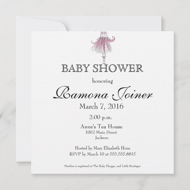 Invitación a Ballerina Baby Shower (Anverso)
