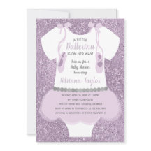 Invitación a Ballerina Baby Shower, Púrpura