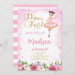 Invitación a Ballerina Dorada y Rosa