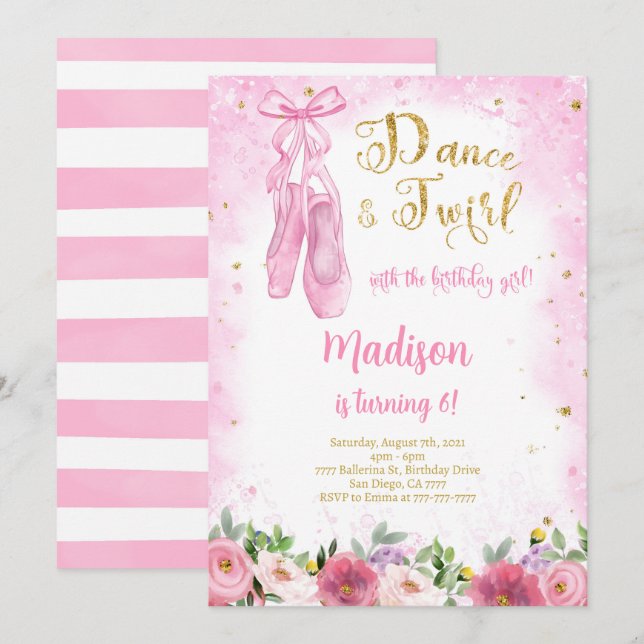 Invitación a Ballerina Golded (Anverso / Reverso)