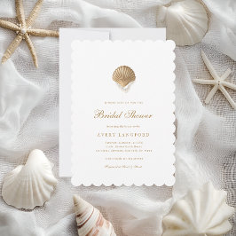 Invitación a bañador de conchas de oro y de Pearl 