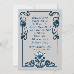 Invitación a bañador de flores Blue Silver Floral